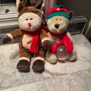 Lot of 2 New 2002 & 2003 Starbucks Bearista Bears Rudolph & Snow Globe Bear NWT